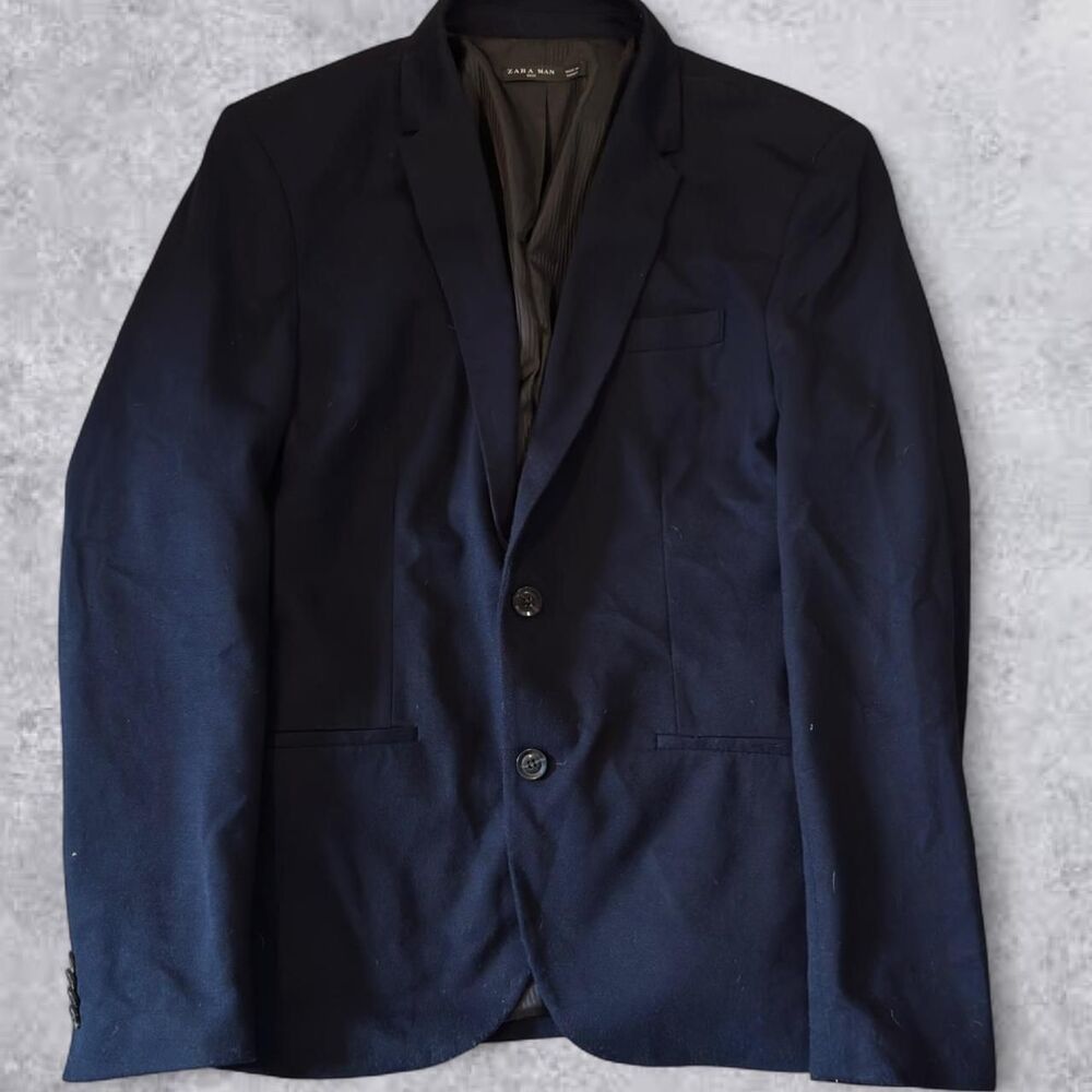 Zara Men's Navy and Blue Coat